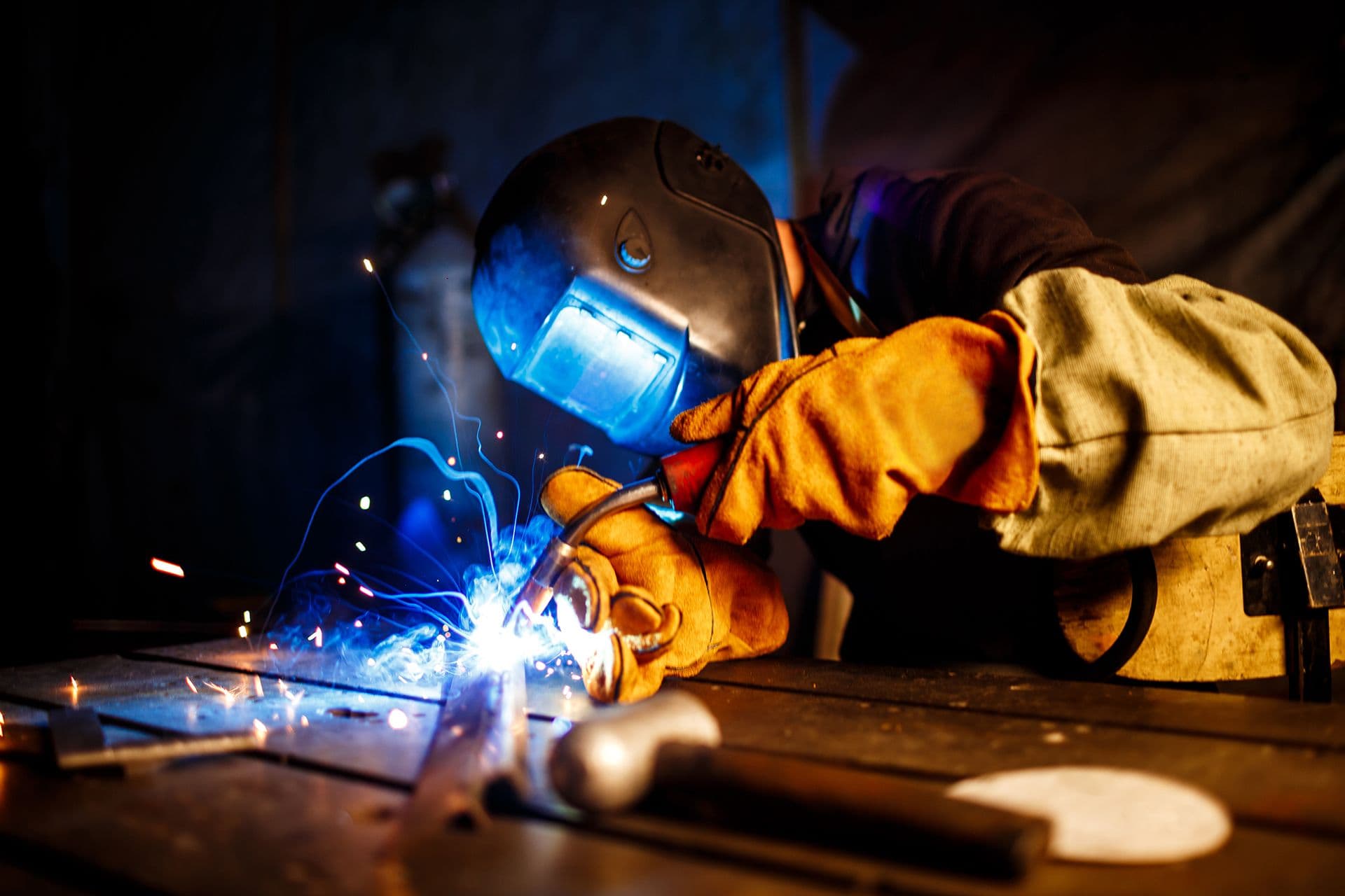 Plasma cutting of steel plate in the fabrication shop