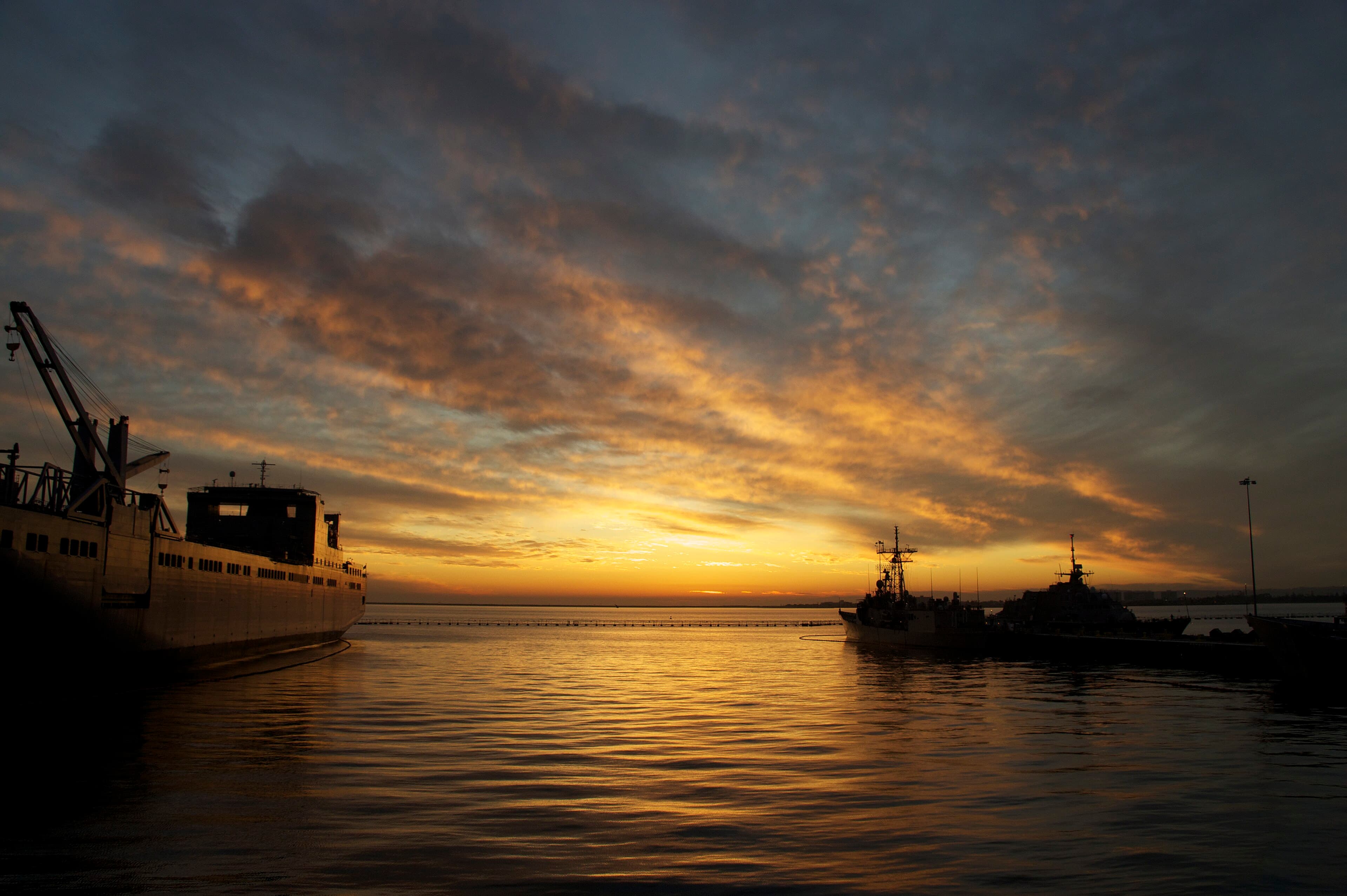 San Diego Bay at sunset, home waters for yacht repair