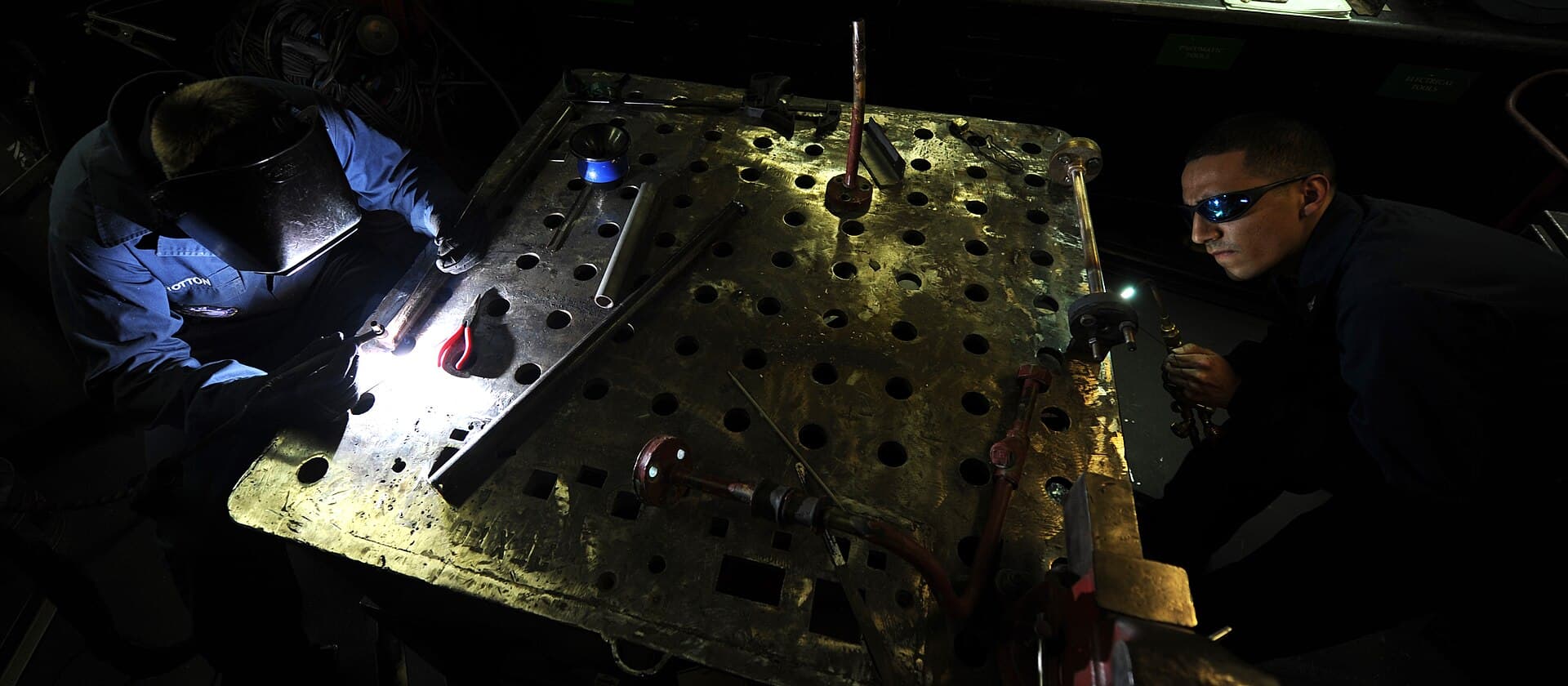 Aluminum welding in progress at a San Diego welding shop